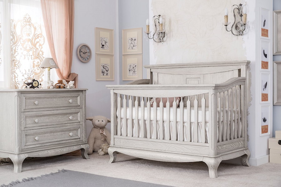 Romina Antonio Crib & Dresser in Silver Frost