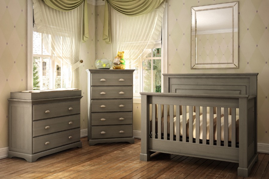 Kidz Decoeur Carson Crib, 3 Drawer Dresser & 5 Drawer Chest