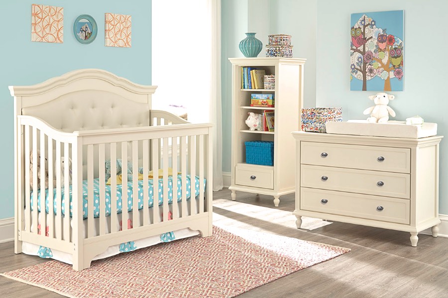 Kidz Decoeur Kimberly Crib, 3 Drawer Dresser & Bookcase