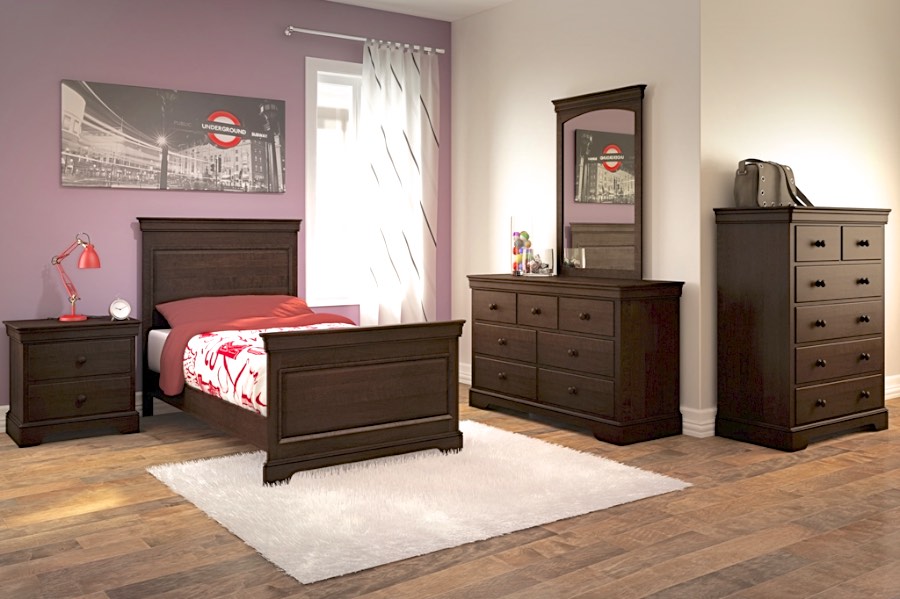 KIdz Decoeur Lexington Twin Bed, 7 Drawer Dresser with Mirror, 6 Drawer Chest & Nightstand