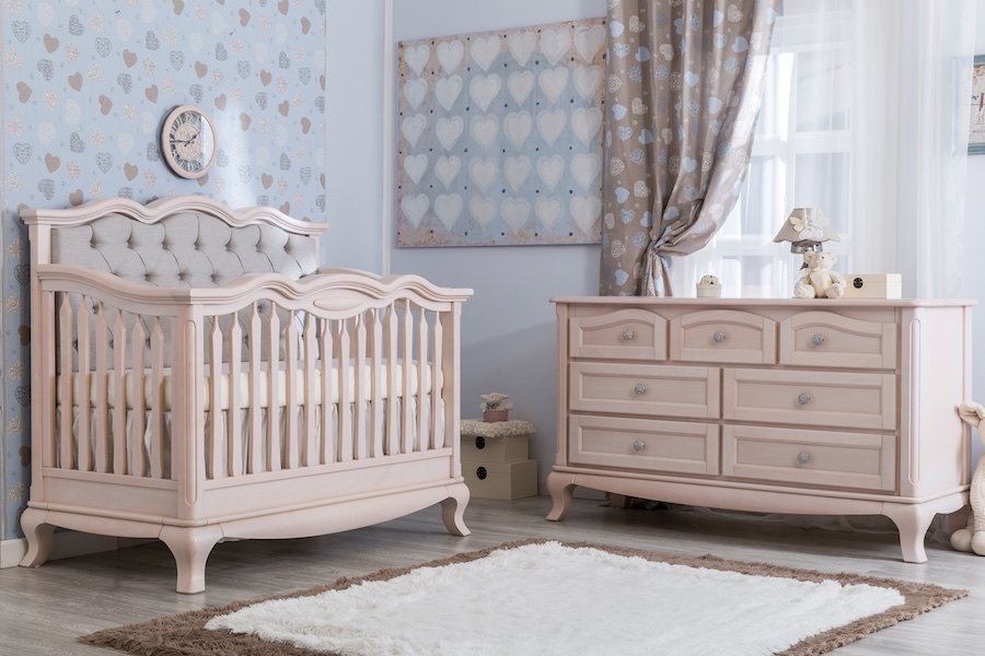 Romina ~ Cleopatra • Crib & Dresser in Washed White