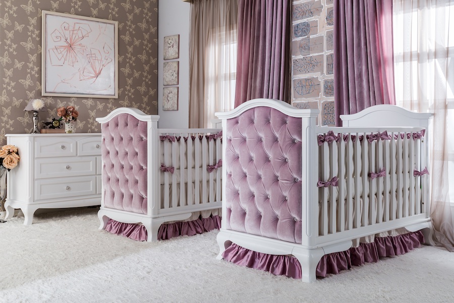 Romina ~ Cleopatra • Traditional Cribs in White Tufted
