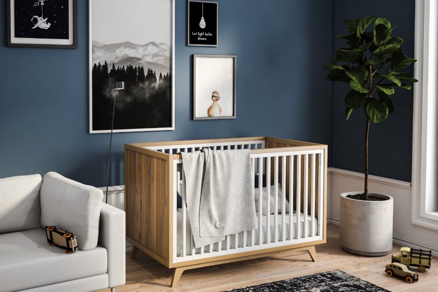 Romina Uptown Crib in Oak and Dove