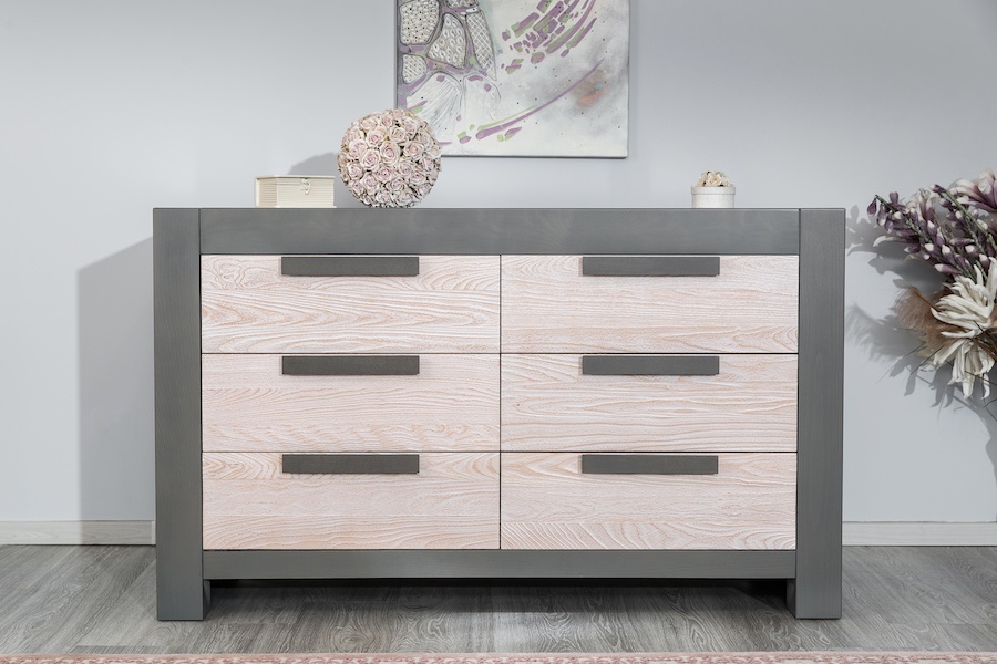 Romina Ventianni Crib & Dresser in Storm & Driftwood