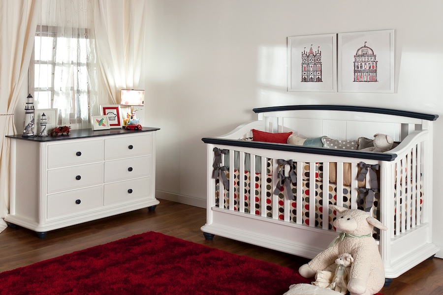 Romina Verona Crib & Dresser in White & Navy