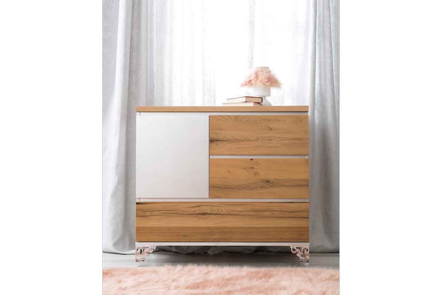 Romina Pandora Single Dresser in Oak & Argento