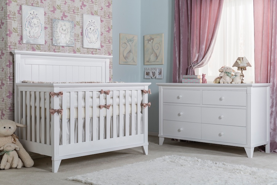 Silva Edison Crib & Dresser in White